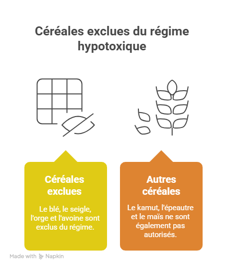 Petit tableaux pour  montrer les céréales non autorises dans la méthodes seignalet