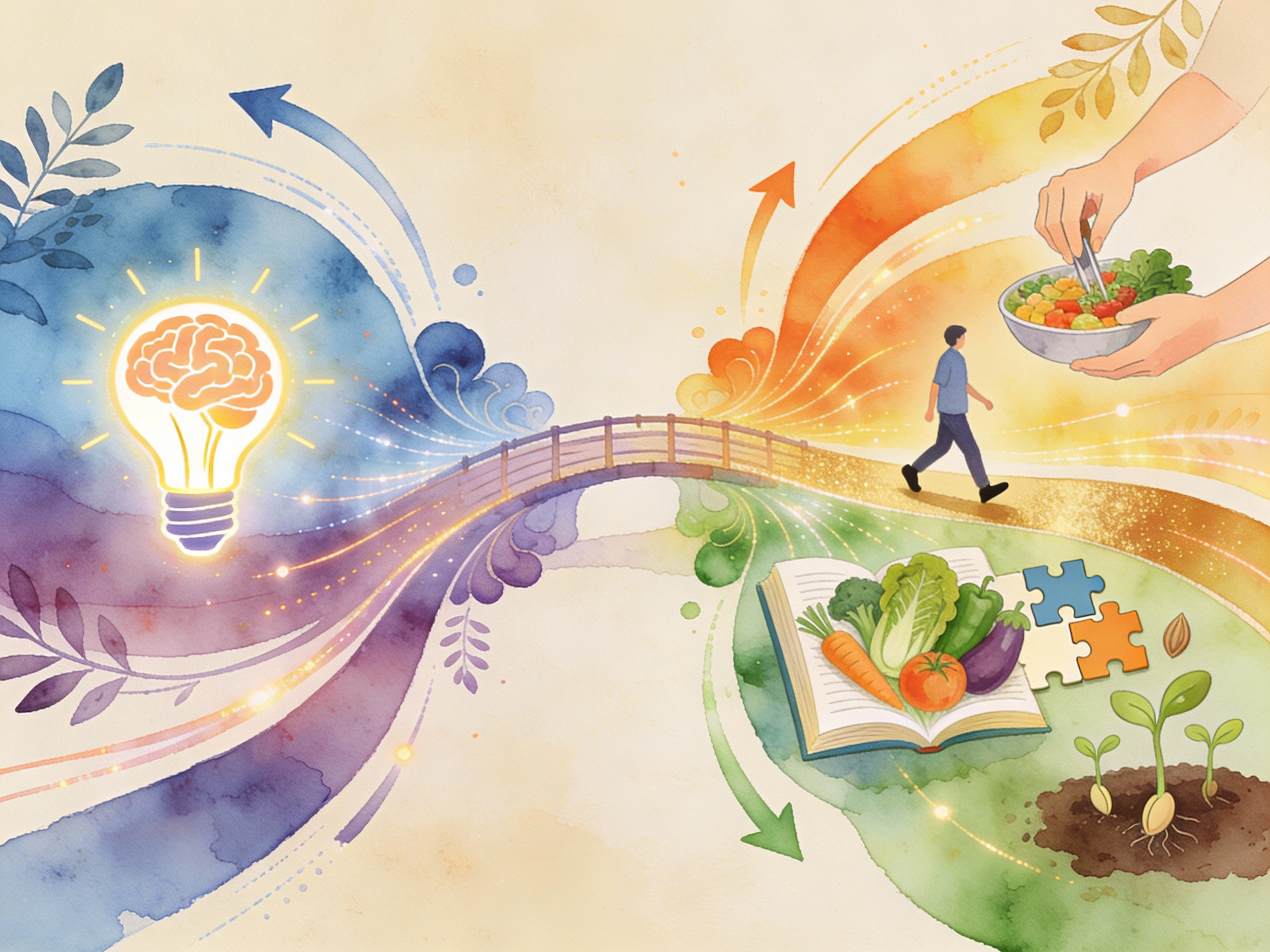 Illustration symbolisant les signaux d'alerte du déséquilibre hormonal et les solutions naturelles pour protéger son système endocrinien des perturbateurs environnementaux, avec des éléments représentant le cerveau, l'alimentation saine et la régénération.