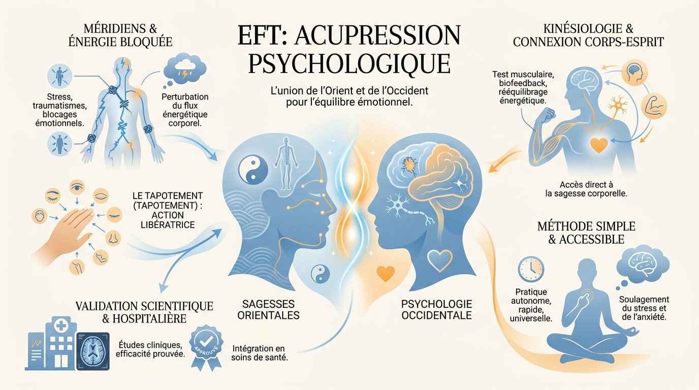 Illustration de l'EFT combinant acupression et psychologie