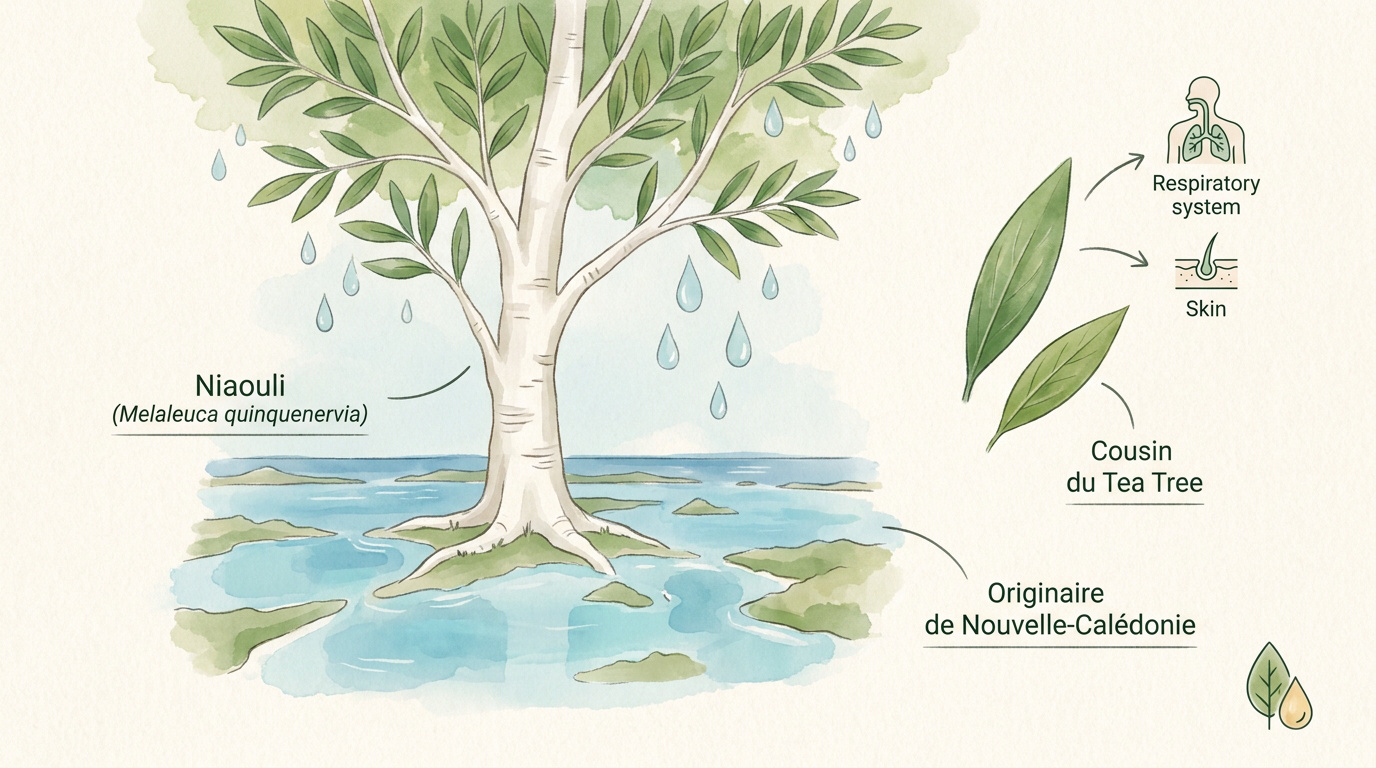Arbre de niaouli dans son milieu naturel en Nouvelle-Calédonie